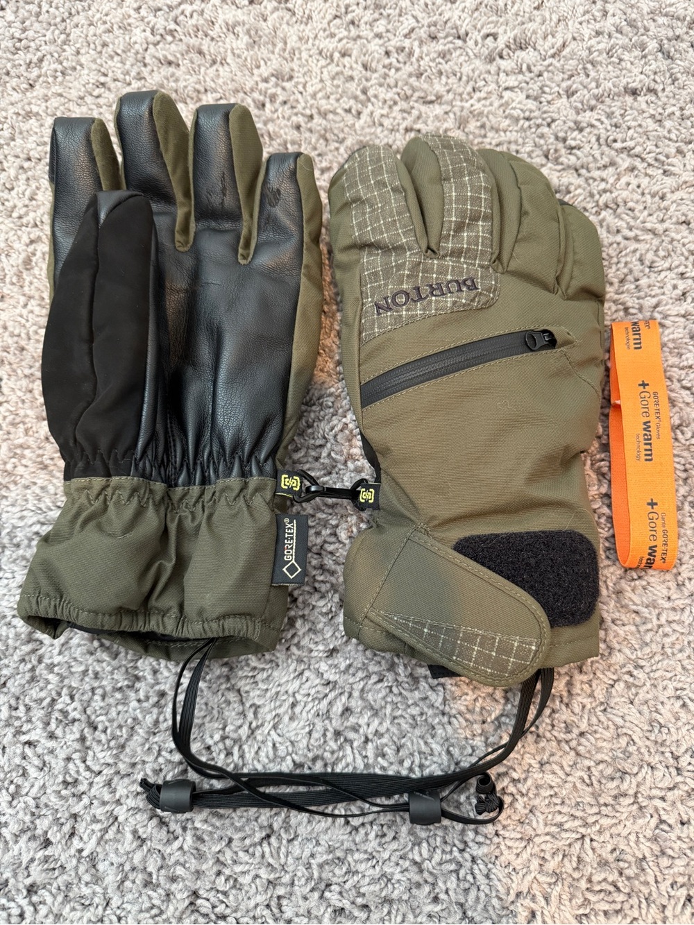 Burton Men's Olive Green Gore-Tex Ski Gloves